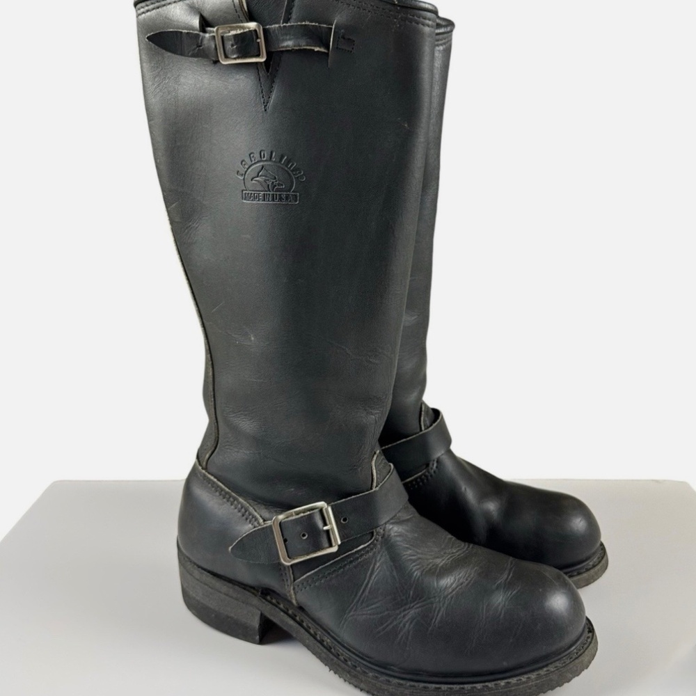 Vtg Carolina 16” Tall Engineer Linesman Harness Boots 7.5 R USA Made Steel Toe